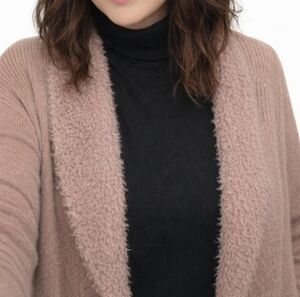 Millers Woman Brown Sweater Knit Cardigan Long Sleeve Sz Large Fur Collared